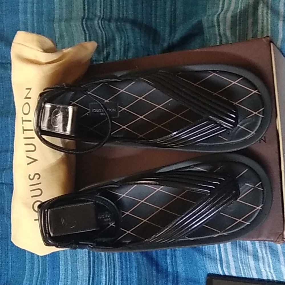Louis Vuitton black leather sandals